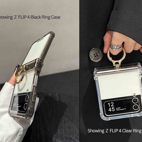 Étui transparent Z Flip 5, étui Samsung Z Flip 5 bague bague, étui Galaxy Z Flip 4