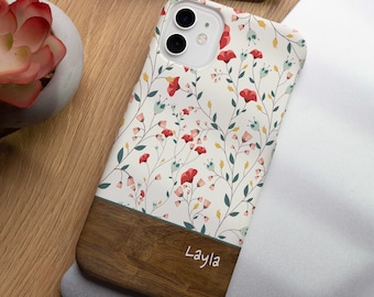 iPhone 15 Case, Personalized Phone Case, Custom Cute Floral iPhone Case, iPhone 15 14 Plus Case, iPhone 13 12 11 Pro Max Case