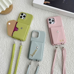 Funda de cuero tipo billetera para iPhone 16, funda personalizada con correa cruzada para iPhone, funda para iPhone 16 15 14 13 12 11 Pro Max Plus Mini