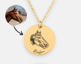 Reiter Halskette | Personalisierte Kette mit Pferdeportrait | Geschenk für Pferdeliebhaber | Reiter Pferde Geschenk | Pferde Schmuck