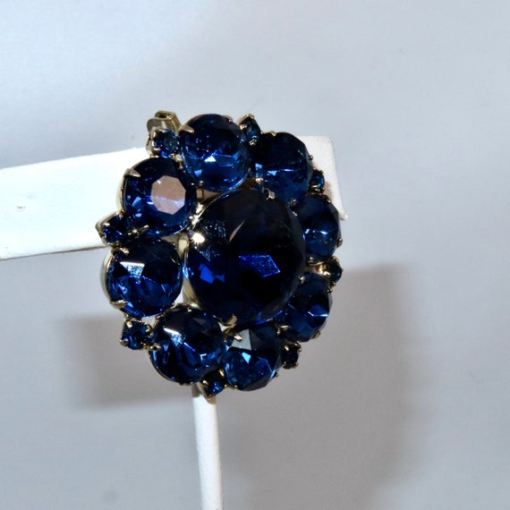 Dark Blue Brooch Vintage Pin 40s 50s 60s Costume … - image 3