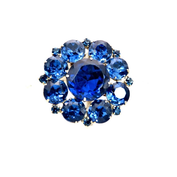 Dark Blue Brooch Vintage Pin 40s 50s 60s Costume … - image 1