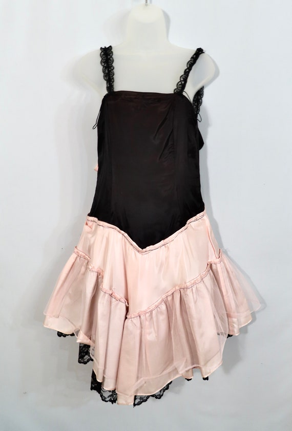 Vintage  1980s Dress Lace Black Pink Cocktail Eve… - image 9