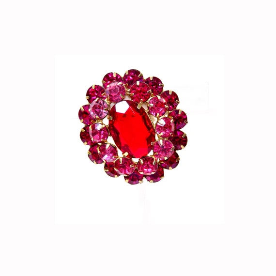 Pink Red Brooch  Vintage Pin 40s 50s 60s Jewelry … - image 1