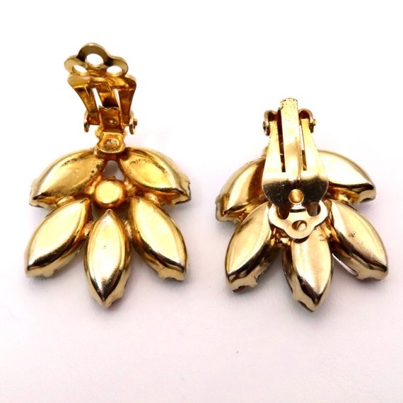 Iridescent Rhinstone Earring Vintage Clip On 40s … - image 10