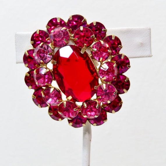 Pink Red Brooch  Vintage Pin 40s 50s 60s Jewelry … - image 5