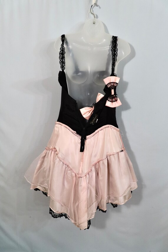 Vintage  1980s Dress Lace Black Pink Cocktail Eve… - image 10