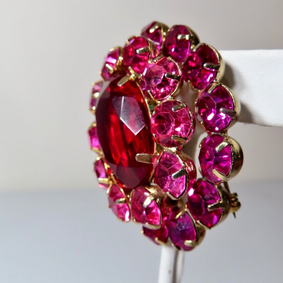 Pink Red Brooch  Vintage Pin 40s 50s 60s Jewelry … - image 7