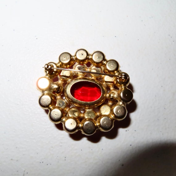 Pink Red Brooch  Vintage Pin 40s 50s 60s Jewelry … - image 9