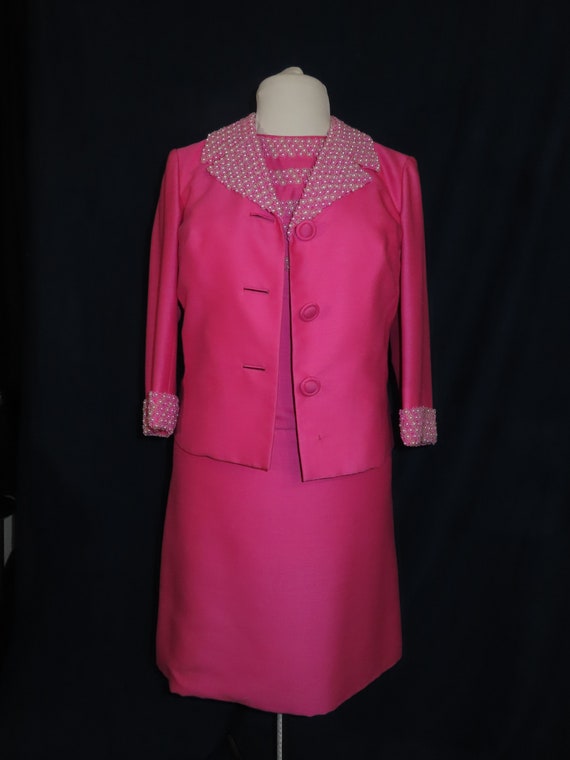 60s Pink Dress & Jacket Set Vintage 2Piece Jacket 50… Gem