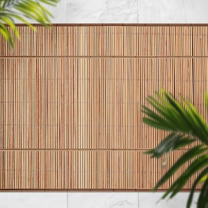 Reed Rug Orange Vinyl Rug, Brown Vinyl Runner, Bronze Floorcloth Vinyl Mat, Wood Linoleum Floor