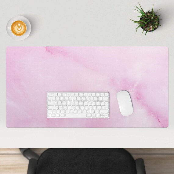 Delicate Marble Desk Pad, Pink Desk Cover, Table Protector Pad