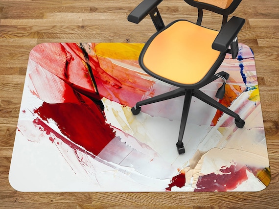 Tappetino per sedia Brush Strokes, tappetino in vinile rosso per ufficio,  tappetino protettivo per pavimento giallo, tappeto per sedia verniciato -   Italia