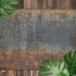 Metal Rusty Rainbow Plate Vinyl Rug, Brown Vinyl Runner, Gray Floorcloth Vinyl Mat, Solid Linoleum Floor