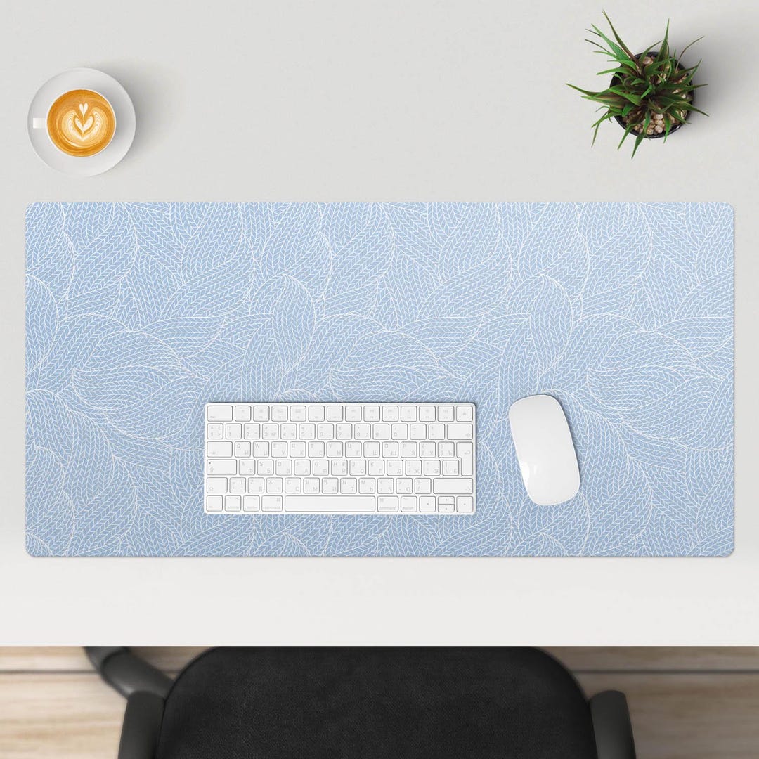 Leaf in the Weave Desk Mat, Blue Desk Pad, PVC Table Protector ...