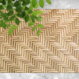 Rattan Texture Pattern Outdoor Rug, Beige Outdoor Mat For Patio, Bronze Vinyl Waterproof Carpet, Wood Area Rug Plastic