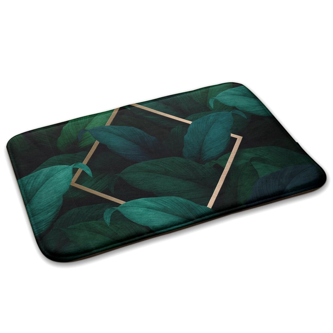 Leaves and Frame Custom Rug, Green Small Rug, Bedroom Decor, Bedroom ...
