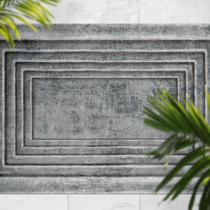 Tappeto in vinile Concretes Rough, Runner in vinile grigio, Tappetino in vinile nero, Pavimento in linoleum astratto