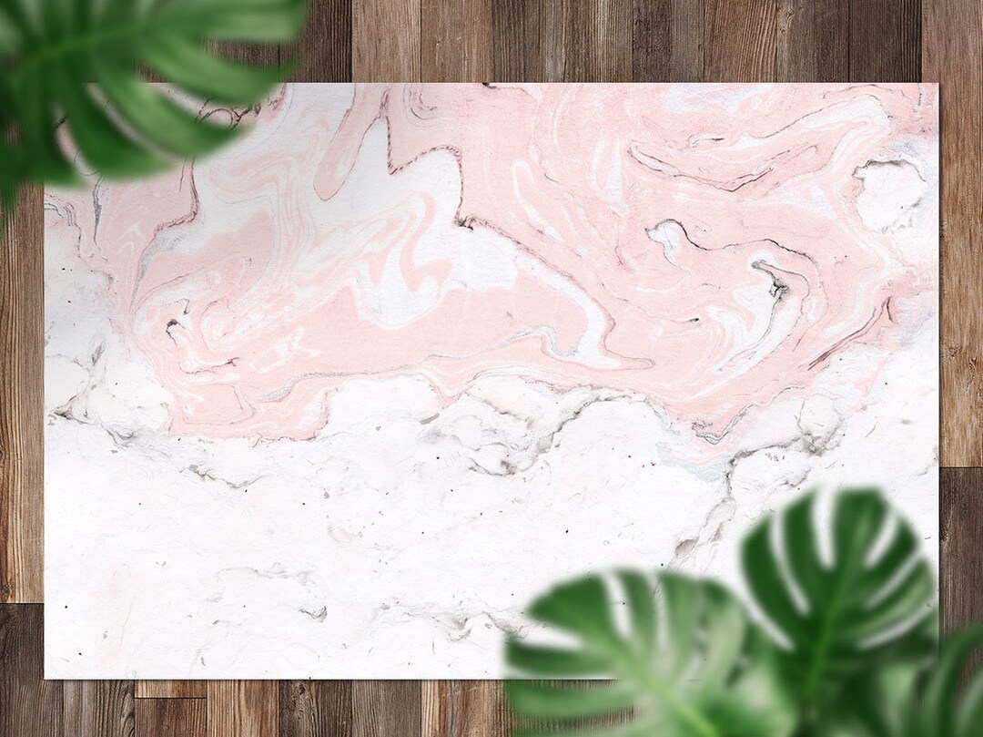 Abstract Pink Marble Vinyl Mat, Pink Floorcloth Vinyl Mat, Beige ...