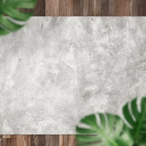 Gray Concrete Resembling Marble Vinyl Mat, Gray Floorcloth Vinyl Mat, White Linoleum Floor, Marble Vinyl Area Carpet