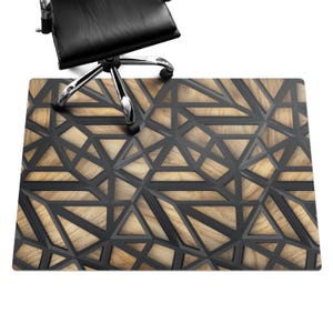 Geometric 3D Pattern Desk Chair Mat, Beige Computer Chair Mat, Office Chair Mat, Pattern Chair Mat, Gaming Chair Floor Protector