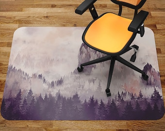 Purple Mountain Sunset Chair Mat Carpet, Beige Glass Chair Mat, Purple Office Vinyl Floor Mat, Nature Floor Protector Mat