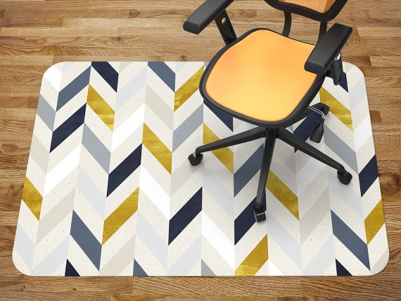 Colorful Lines Chair Mat Carpet Gold Glass Chair Mat Beige Office Vinyl Floor Mat Art Deco Floor Protector Mat Etsy