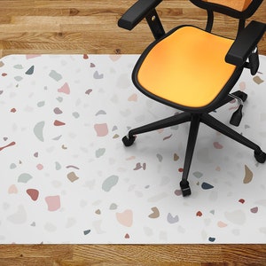 Abstract Granite Chair Mat, Red Office Vinyl Floor Mat, Green Floor Protector Mat, Stone Chair Carpet