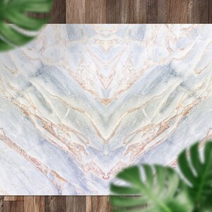 Marble Gray Blue Brown Colors Vinyl Rug, Blue Vinyl Runner, Bronze Floorcloth Vinyl Mat, Marble Linoleum Floor