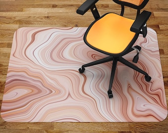 Marble Polished Stone Chair Mat Carpet, Pink Glass Chair Mat, White Office Vinyl Floor Mat, Rock Floor Protector Mat