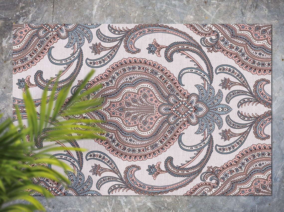 Pink Greek Vinyl Rug Orient Rose Retro Fabric Vinyl Rug, Purple Vinyl Runner, Pink ...