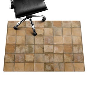 Rustic Tiles Office Chair Mat, Beige Chair Mat, Office Chair Floor Protector, Texture Chair Floor Protector, Desk Chair Mat