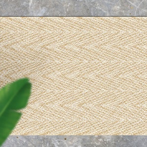Golden Strands Arranged In A Herringbone Pattern Vinyl Rug, Gold Outdoor Mat For Patio, Beige Vinyl Waterproof Carpet, Herringbone Area Rug
