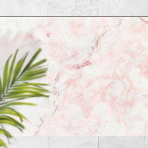 Wit en roze marmervinyltapijt, roze buitenmat voor terras, wit vinyl waterdicht tapijt, marmeren vloerkleed kunststof