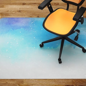 Abstract Colorful Watercolor For Background Chair Mat, Blue Office Vinyl Floor Mat, White Floor Protector Mat, Winter Chair Carpet
