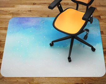 Abstract Colorful Watercolor For Background Chair Mat, Blue Office Vinyl Floor Mat, White Floor Protector Mat, Winter Chair Carpet