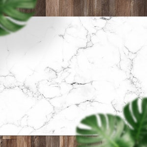 White Marble Natural Design Art Vinyl Mat, Gray Floorcloth Vinyl Mat, White Linoleum Floor, Marble Vinyl Area Carpet