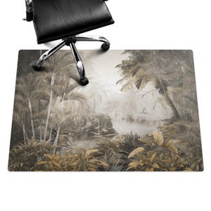 Tropical Jungle Desk Chair Mat, Beige Computer Chair Mat, Office Chair Mat, Landscape Chair Mat, Gaming Chair Floor Protector