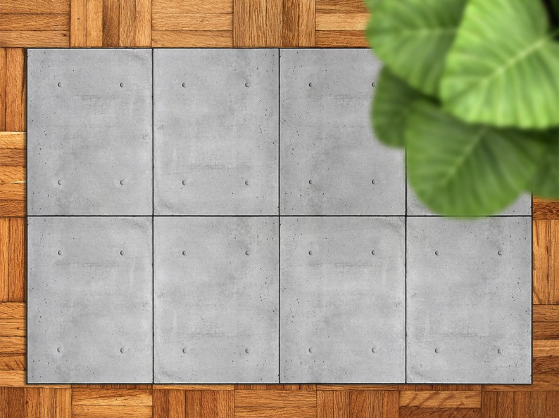 Outdoor Concrete Rug Gray Concrete Panels Rug Outdoor Rug, Gray Outdoor Mat for Patio, White ...