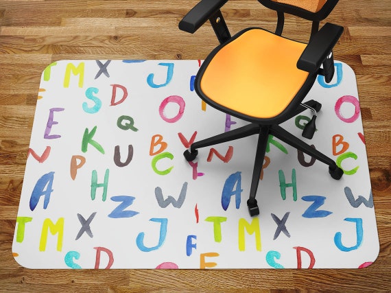 Tapis de chaise de lettres colorées, tapis de sol en vinyle de