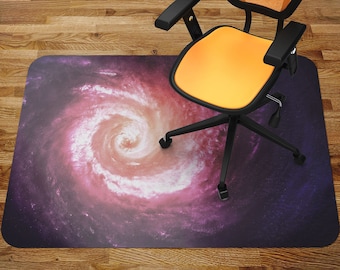 Purple Pink Galaxy Chair Mat Carpet, Purple Glass Chair Mat, White Office Vinyl Floor Mat, Cosmos Floor Protector Mat