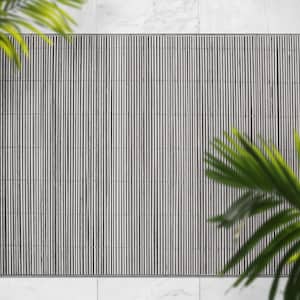 Petrified Gray Bamboo Rug Vinyl Mat, Gray Floorcloth Vinyl Mat, Brown Linoleum Floor, Wood Vinyl Area Carpet