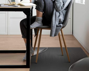 Metallic Waves Computer Chair Mat, Black Office Chair Mat, Chair Mat, Pattern Vinyl Floor Protector, Chair Floor Protector