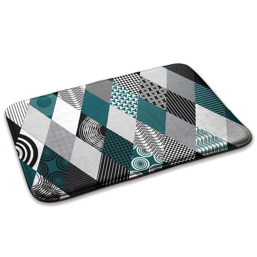 Geometric Patterns Bedroom Rug, Black Area Rug, Small Rug, Soft Carpet ...