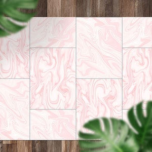 Light Pink Marble Tiles Vinyl Mat, Pink Floorcloth Vinyl Mat, Orange Linoleum Floor, Marble Vinyl Area Carpet