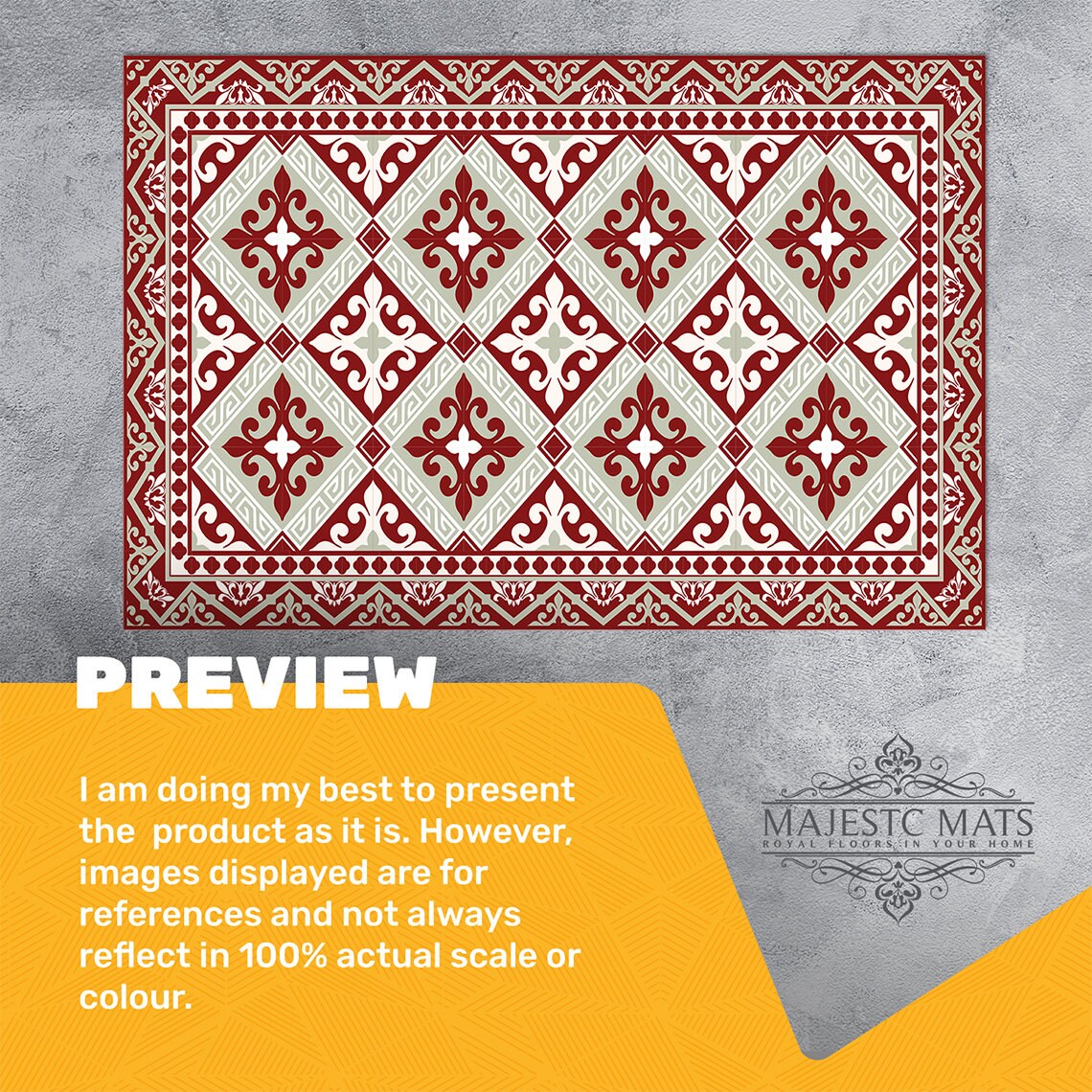 Red and White Decoration Frame Outdoor Rug, Red Outdoor Mat for