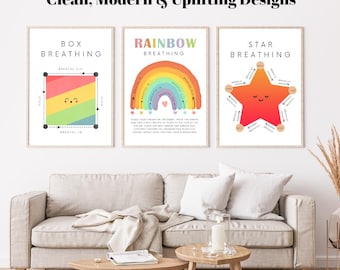 Mindfulness Breathing Posters: Calming Corner Decor (Digital Download 8x10, 8.5x11, A4