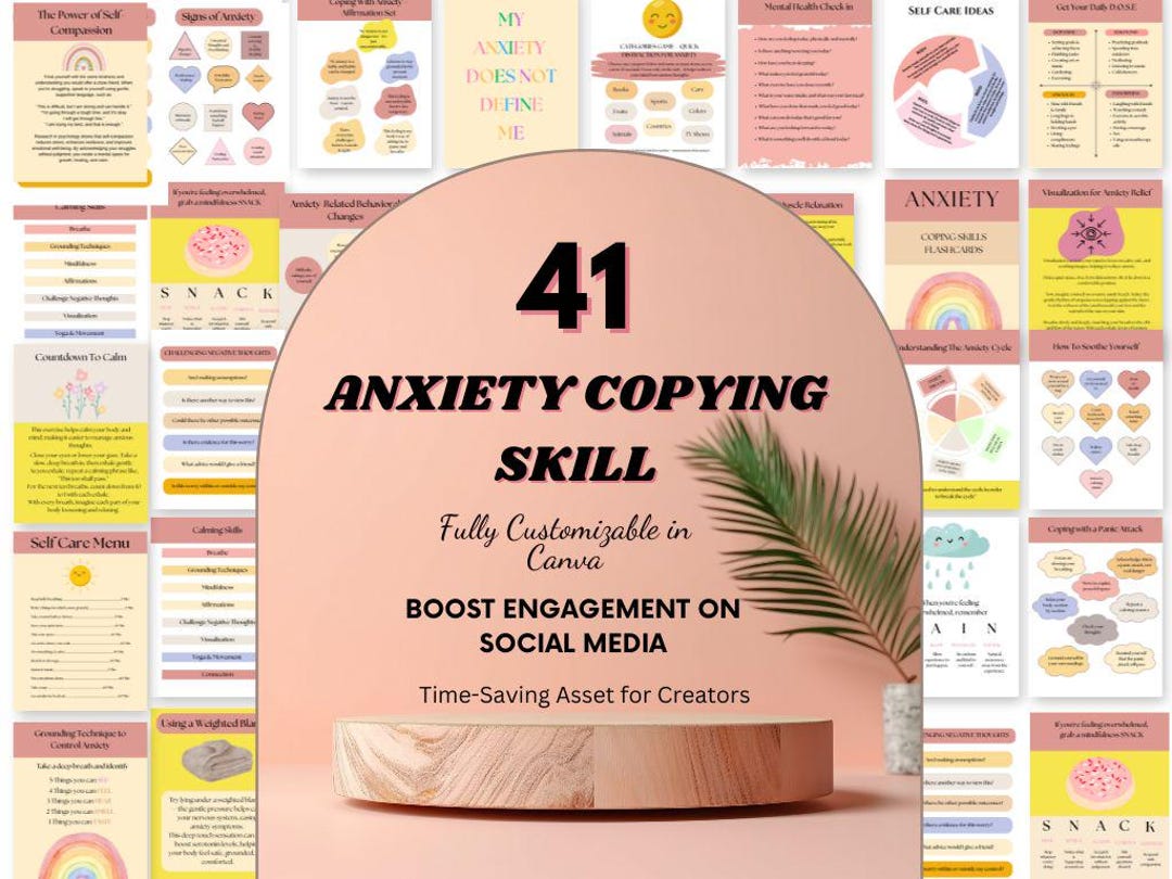 Anxiety Coping Skills Flashcards: Teen Mental Health, Therapy Office ...