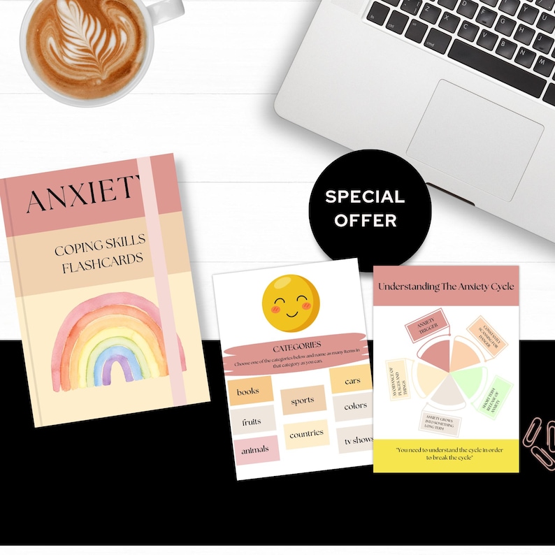 Anxiety Coping Skills Flashcards: Teen Mental Health, Therapy Office ...
