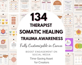 134 Trauma-Informed Instagram Templates | Canva Bundle for Somatic Coaches & Healing Guides